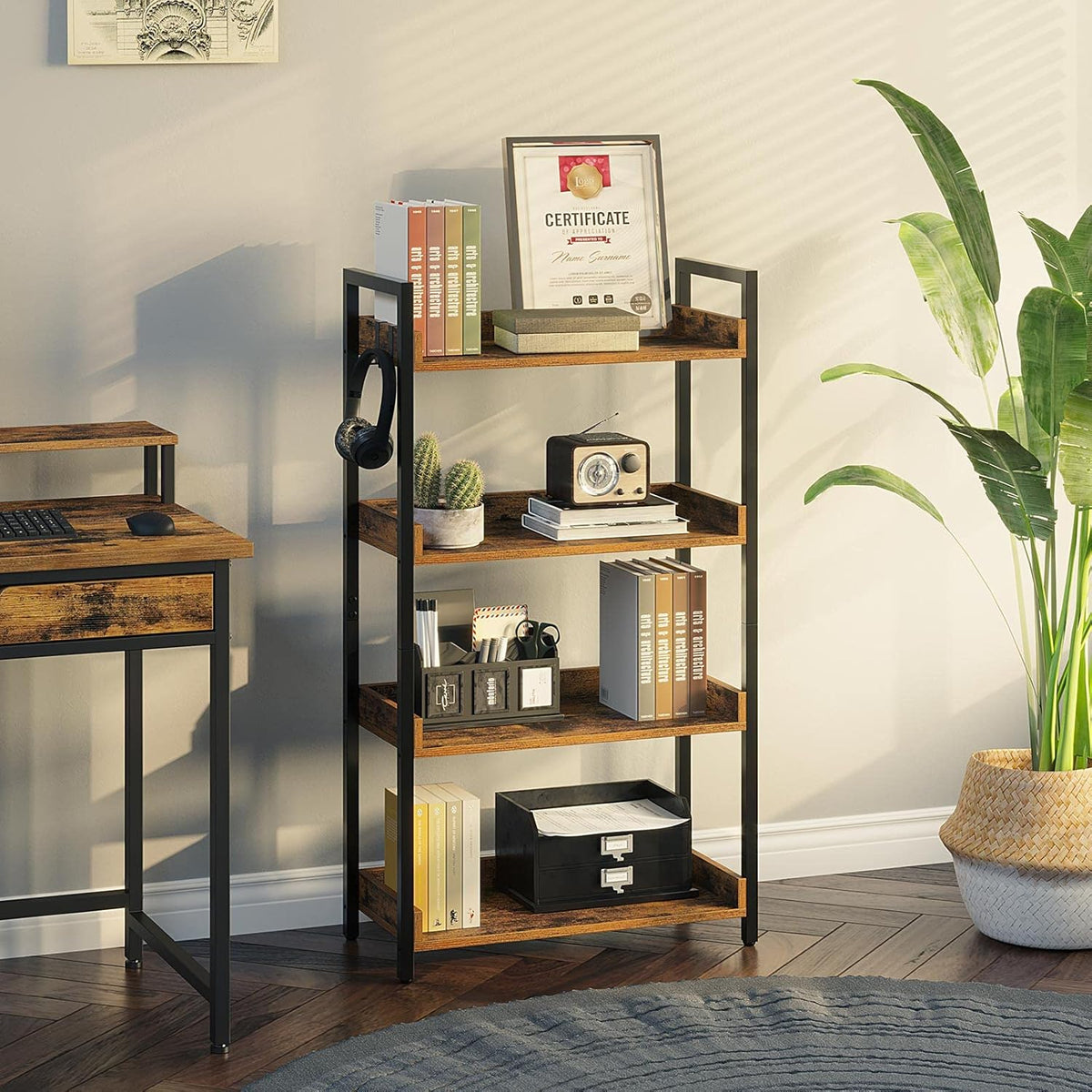 4 Tier Wood Bookshelf with Open Shelves Q5453