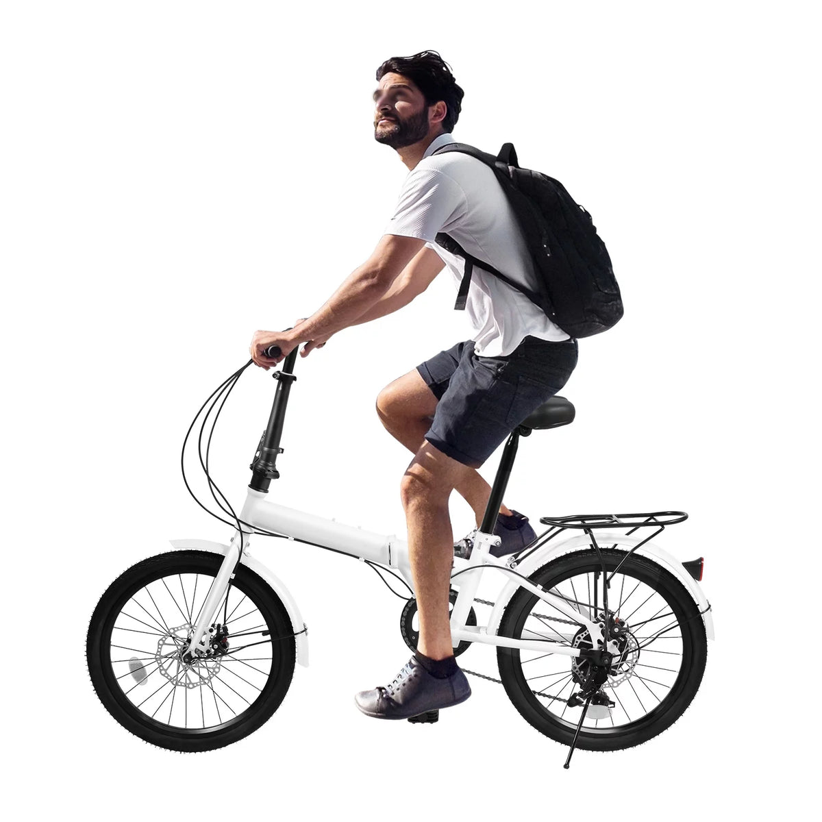 20-inch Wheels 7 Speed Folding Bike White F584