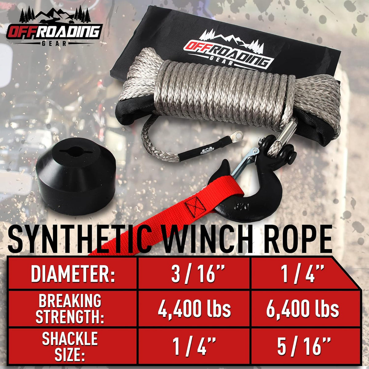 50'x1/4” Synthetic Winch Rope Kit M17293