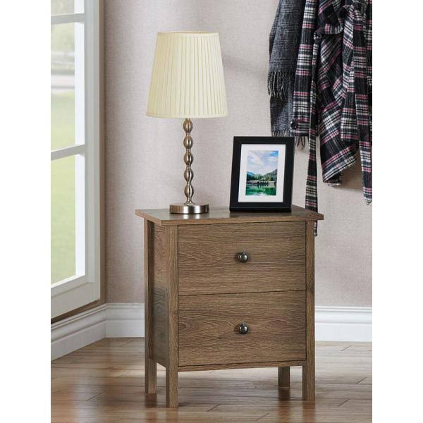 2-Drawer Distressed Walnut Nightstand M9236