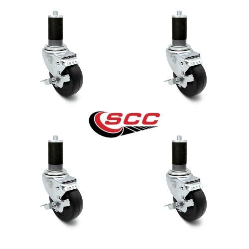 3" x 1.25" Hard Rubber Swivel Casters with Brake Set L4015