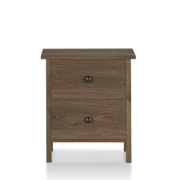 2-Drawer Distressed Walnut Nightstand M9236