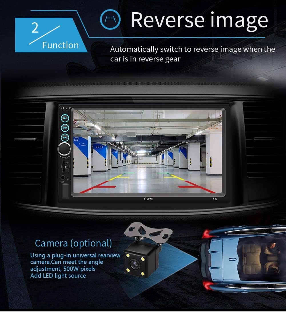 7 Inch Double Din Touch Screen Car Stereo with Backup Camera B275