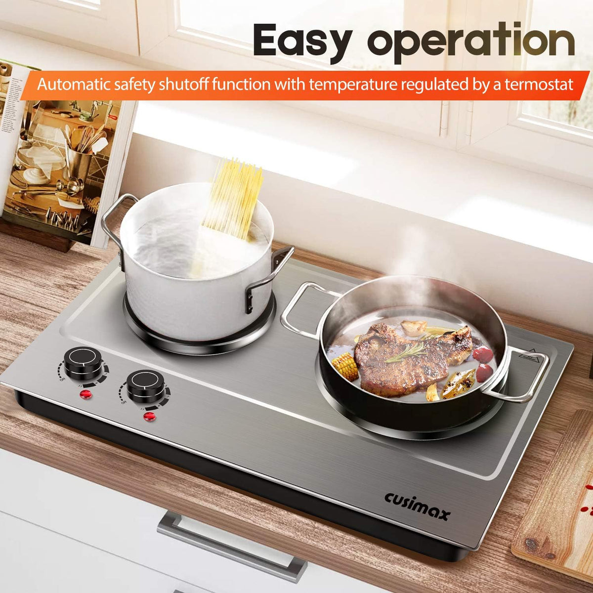 1800W Stainless Steel Double Electric Hot Plate M12034