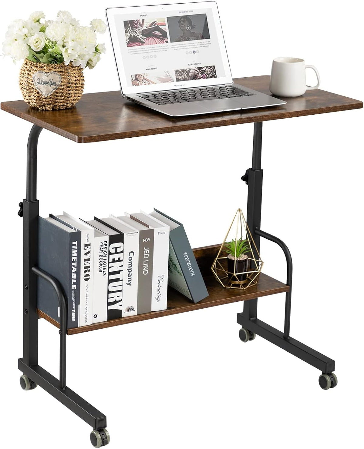 Adjustable Mobile Side Table Desk Cart with Wheels A62653