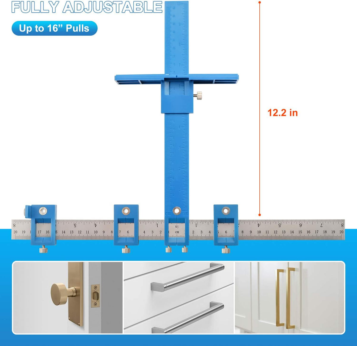 Cabinet Hardware Jig Tool Adjustable Drill Template Guide Pack of 2 T24843