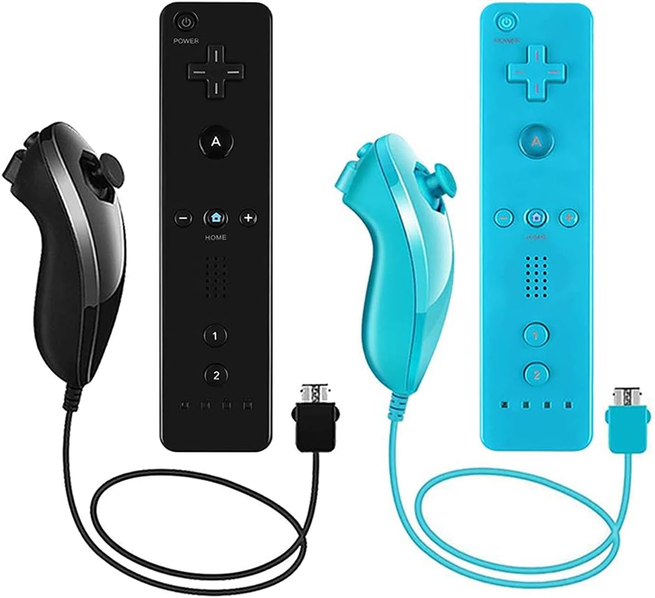 2 Pack Wii Remote Controller and Nunchuck with Silicone Case and Wrist Strap N29021