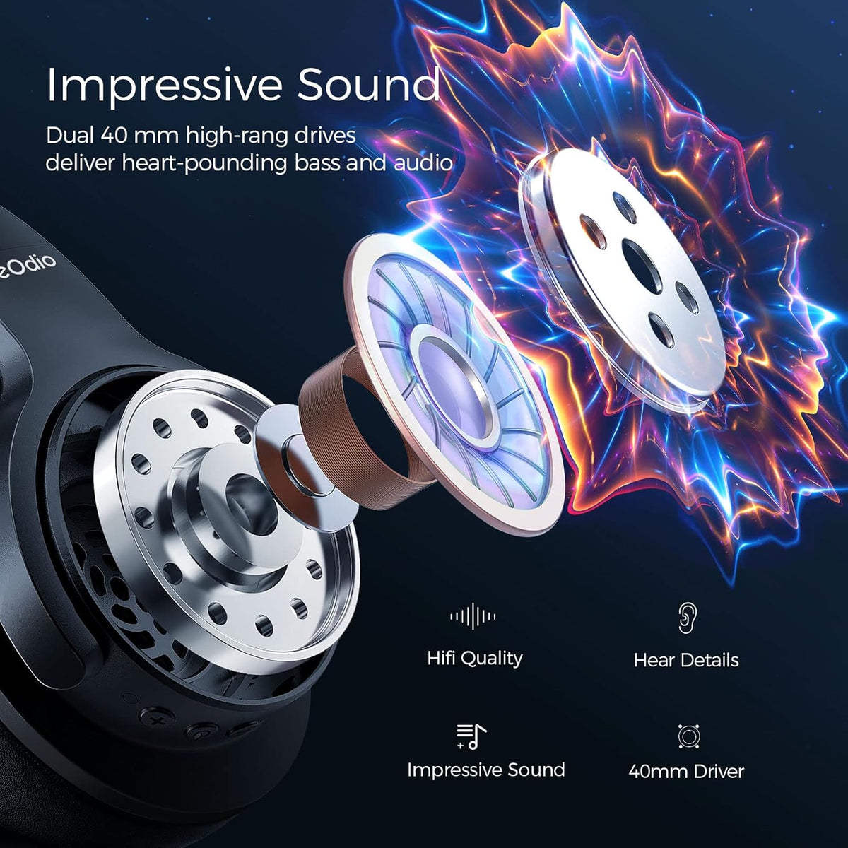 Active Noise Cancelling Wireless Over Ear Bluetooth Headphones P884