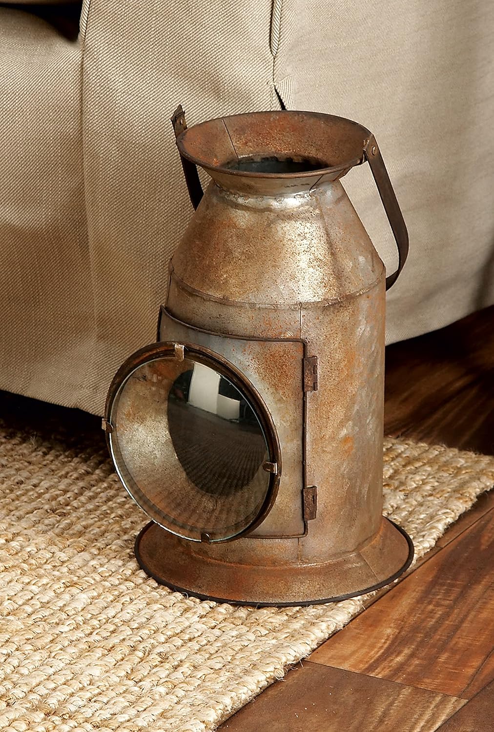Metal Glass Candle Lantern 8 W 19 H E186097