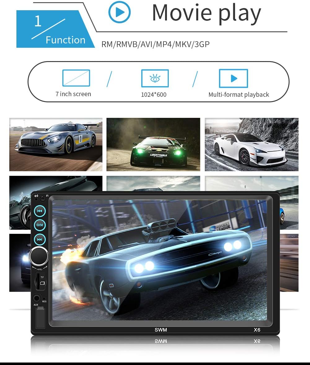 7 Inch Double Din Touch Screen Car Stereo with Backup Camera B275