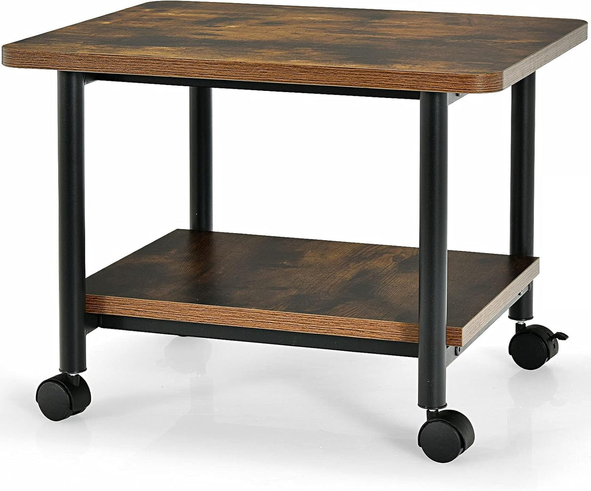 3-Tier Adjustable Rolling Printer Stand with 2 Storage Shelves F682019