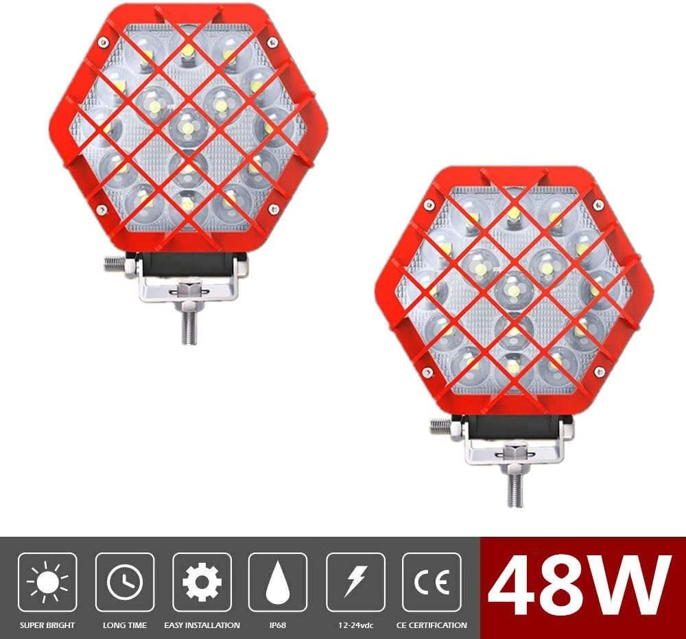 51W Round LED Off-Road Work Lights 4 Pcs Red W361