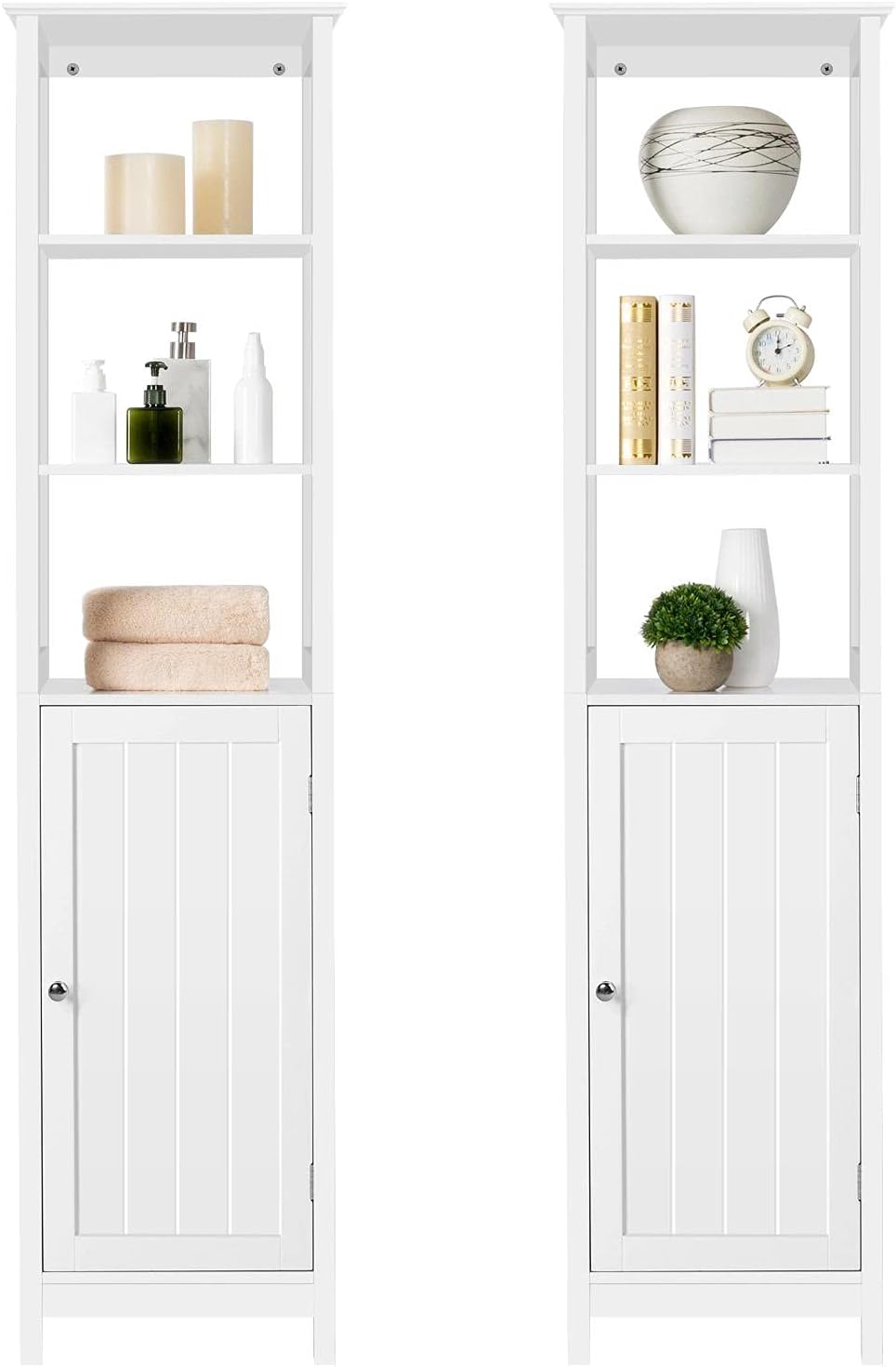 3 Tier Free Standing Wooden Bathroom Storage Cabinet with Adjustable Shelf, White G127920