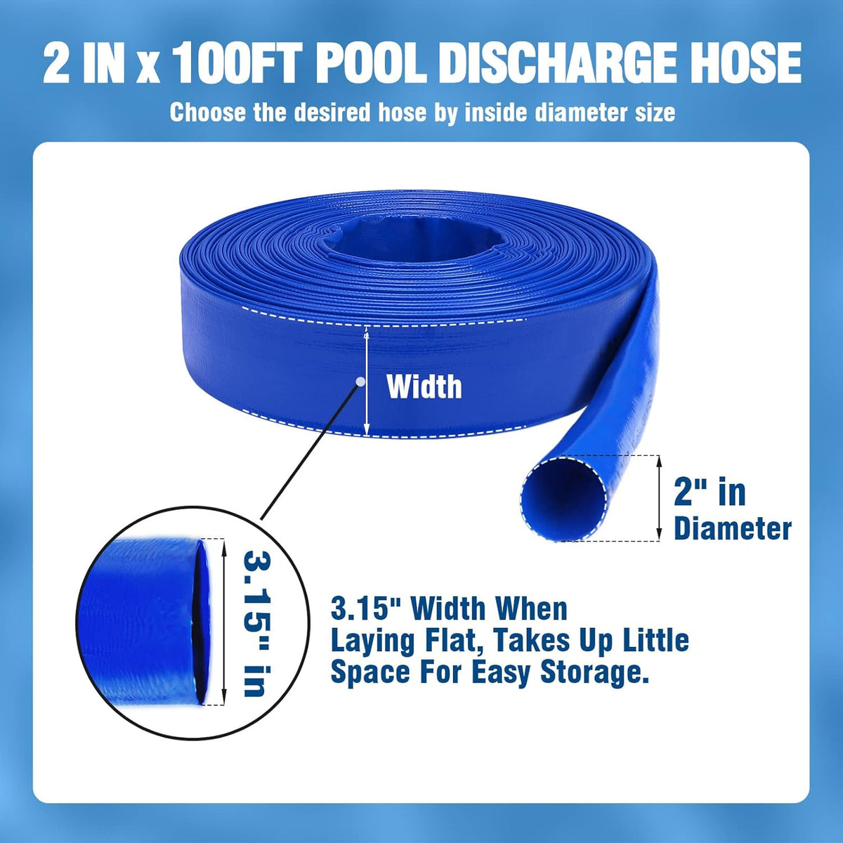 2 Dia x 100 ft Heavy Duty Reinforced Lay Flat Discharge Hose R462592