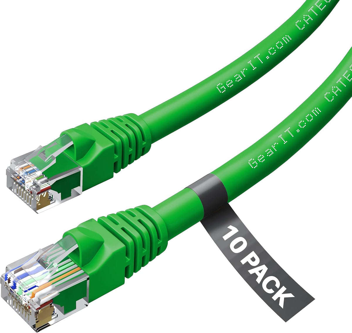 10 Pack Cat 6 Snagless Patch Ethernet Cable 15 Feet Green S4173