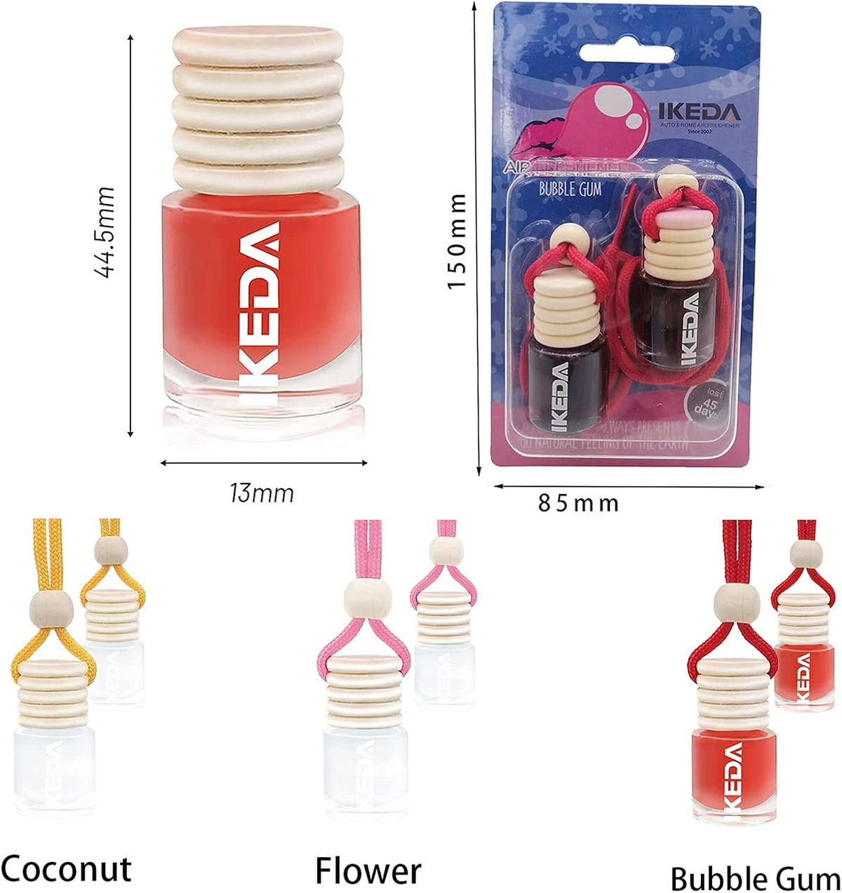 Car Air Fresheners 6-Pcs 4ml Hanging Diffuser Bottles R1559