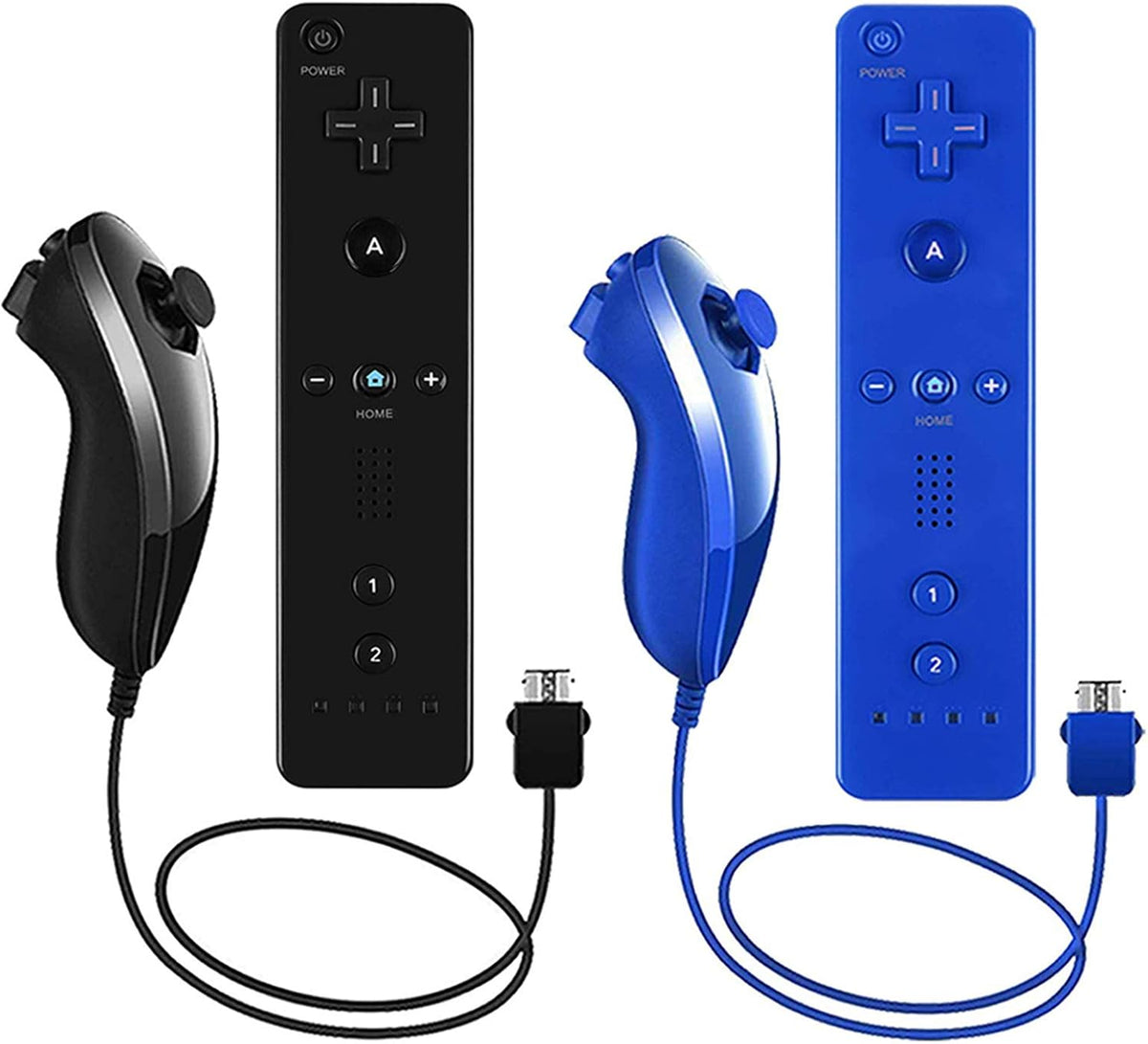 2 Pack Wii Remote Controller and Nunchuck with Silicone Case and Wrist Strap N29021