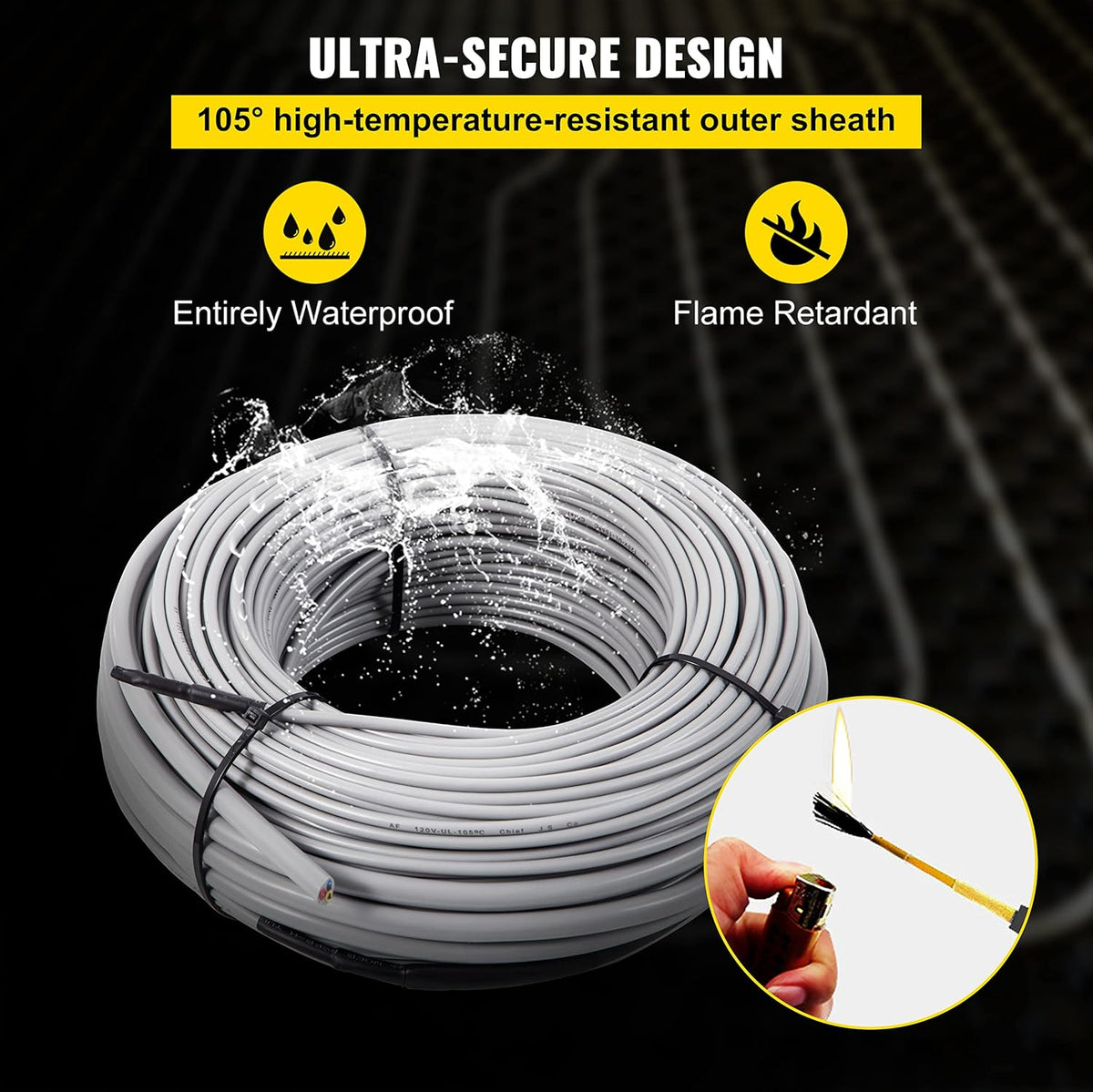 32 Square Feet Waterproof Insulated Floor Heating Cable with Temperature Control Panel H5494