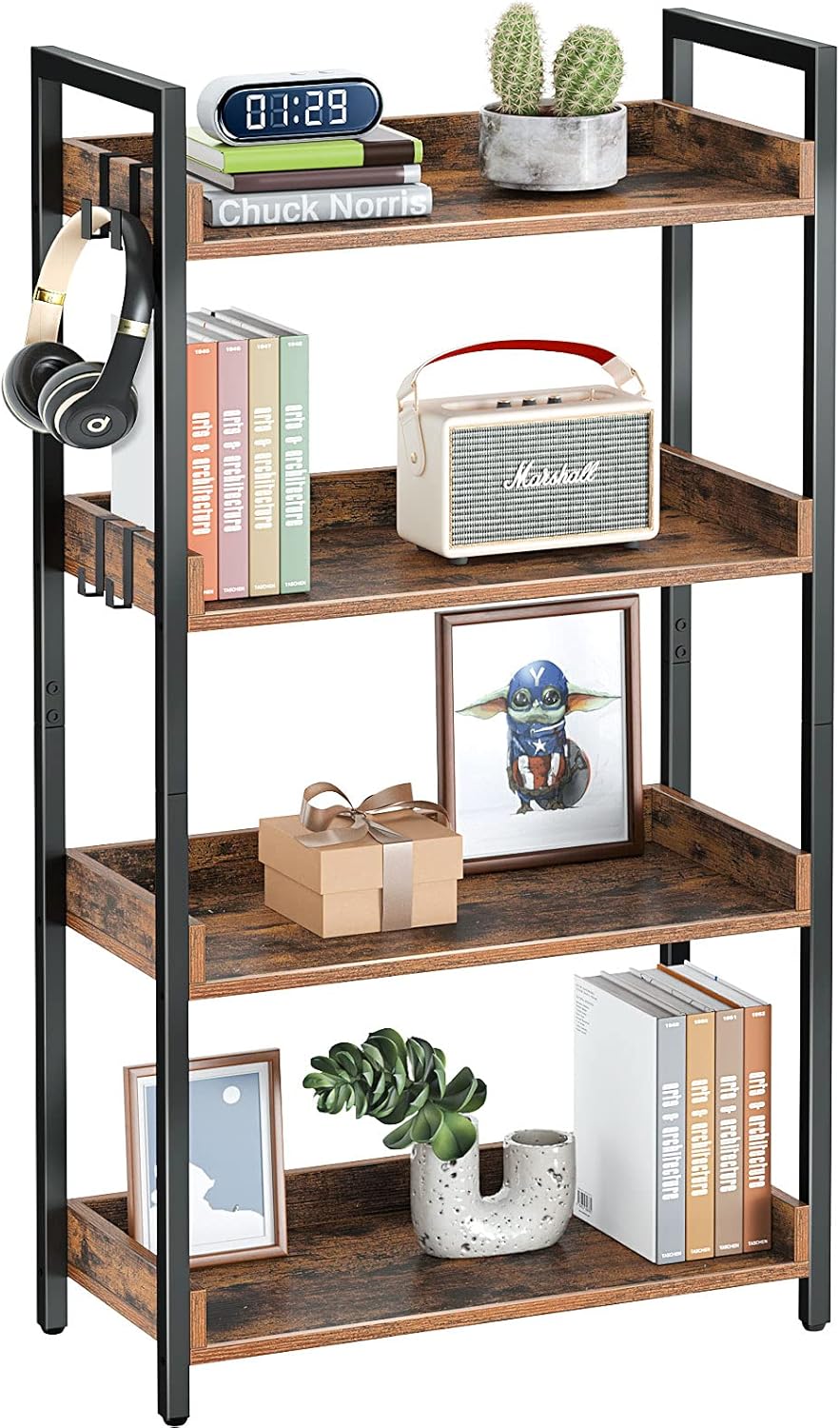 4 Tier Wood Bookshelf with Open Shelves Q5453