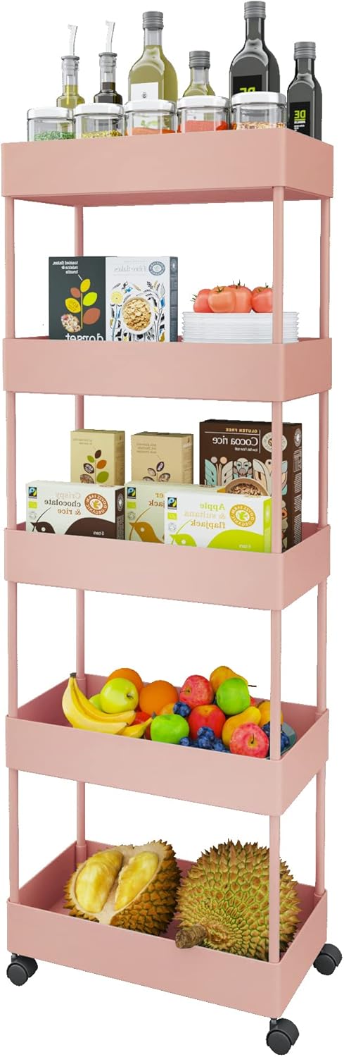 5 Tier Slim Rolling Storage Cart with Wheels E485991