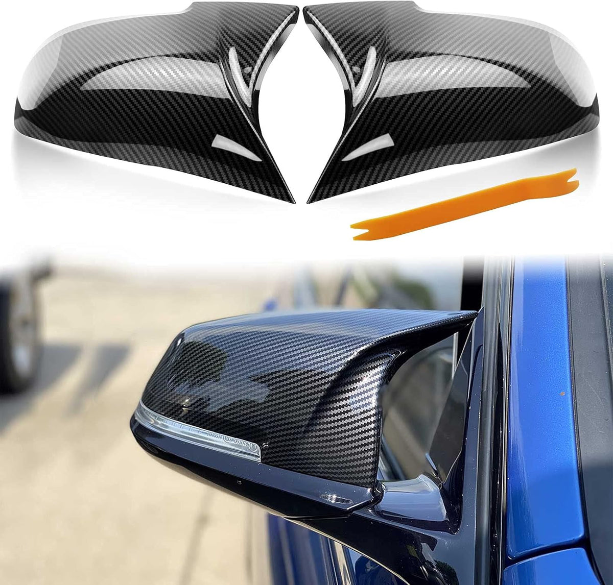 Carbon Fiber Side Mirror Cover Caps Rearview Replacement D570