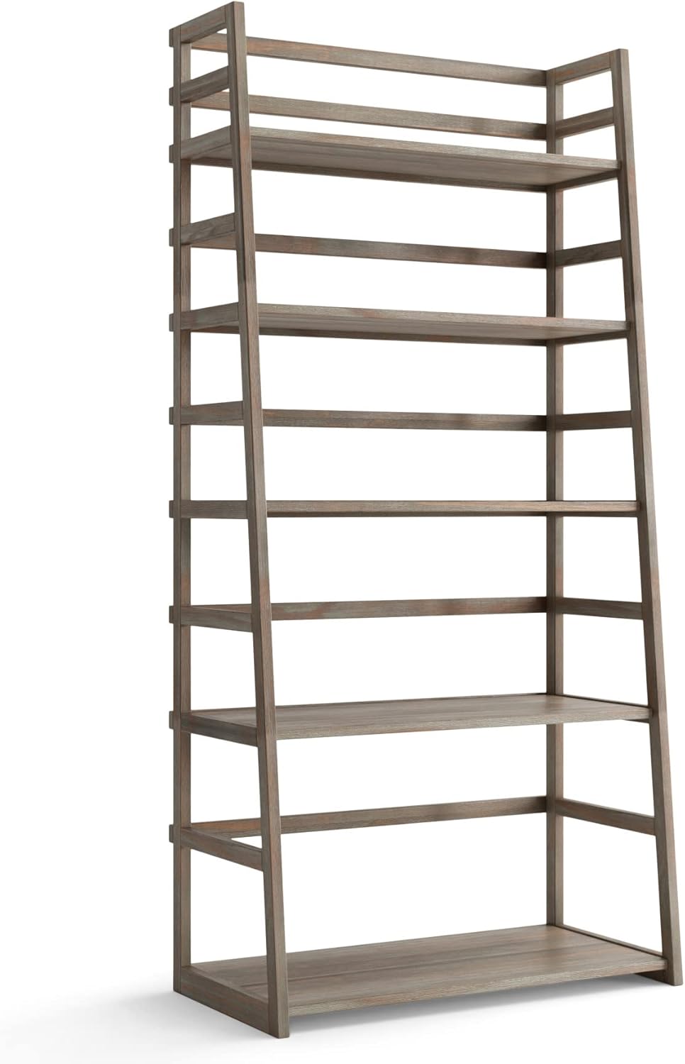 Black 5 Shelf Solid Wood Ladder Bookcase F563054