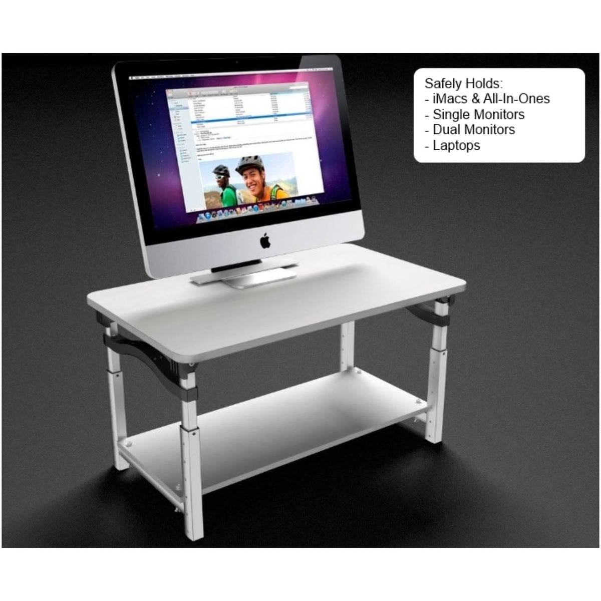 Adjustable Height White Monitor Stand O1413