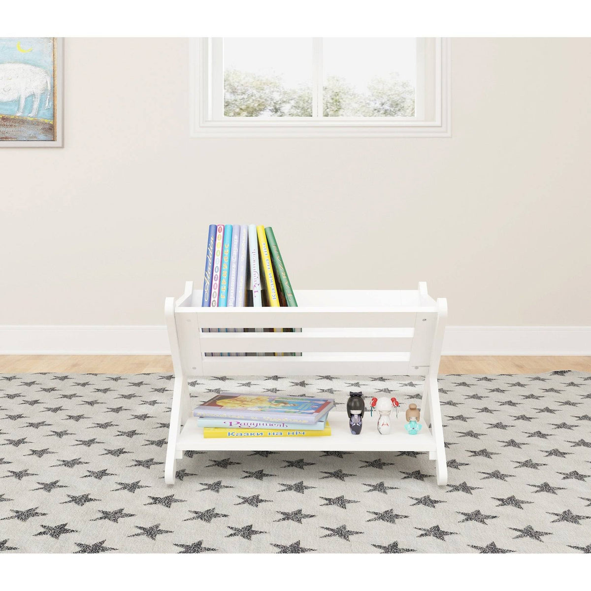 Kids Book Caddy with Shelf, White H27576