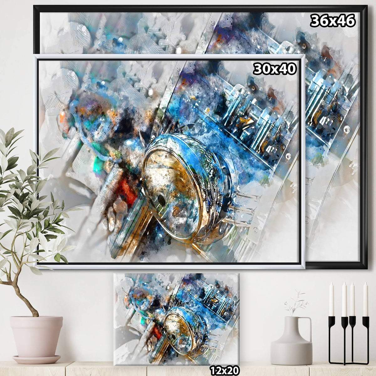 Framed Canvas Art Print 20 in. Wide x 12 in. High Gold S70448