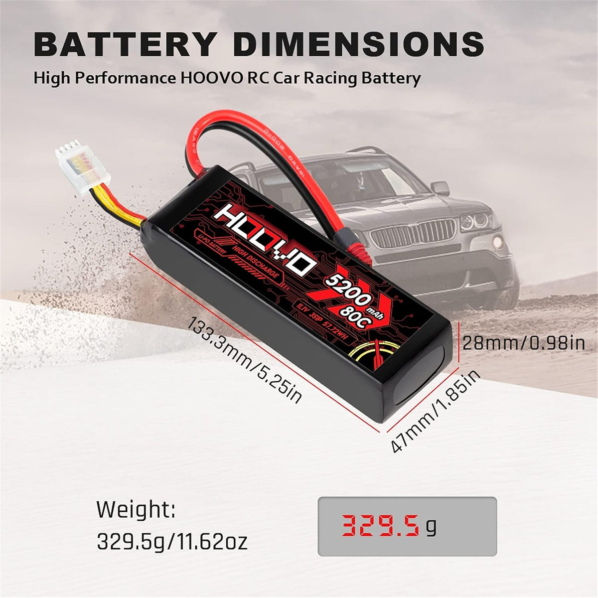 3S 11.1V 80C 5200mAh LiPo Battery with Deans T Plug 2 Packs T7514