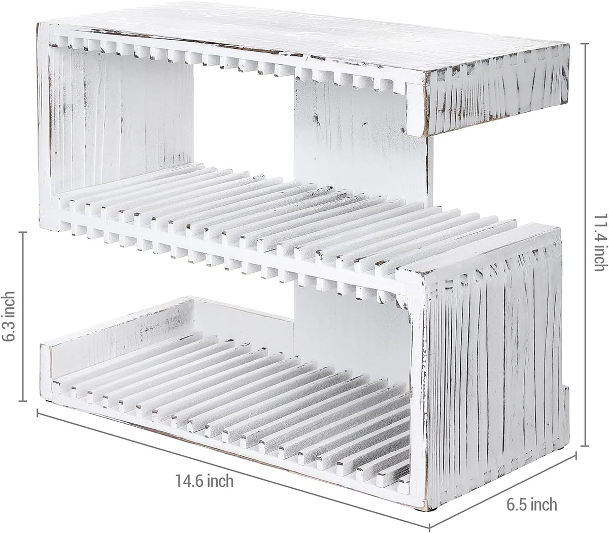 2-Tier White Solid Wood Wall Mounted CD Storage Rack O306