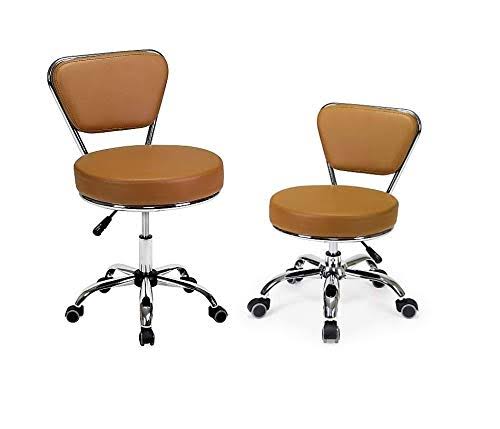 Adjustable Height Technician and Pedicure Stool Set of 2 Cappuccino U888564