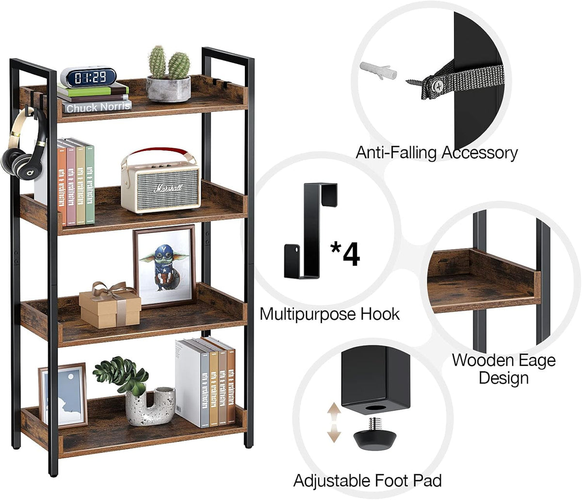 4 Tier Wood Bookshelf with Open Shelves Q5453