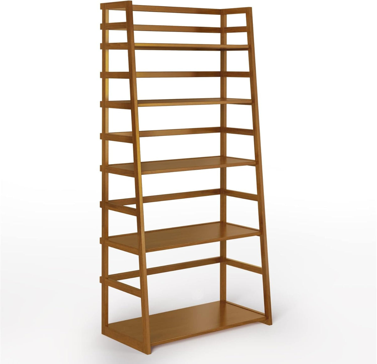 Black 5 Shelf Solid Wood Ladder Bookcase F563054