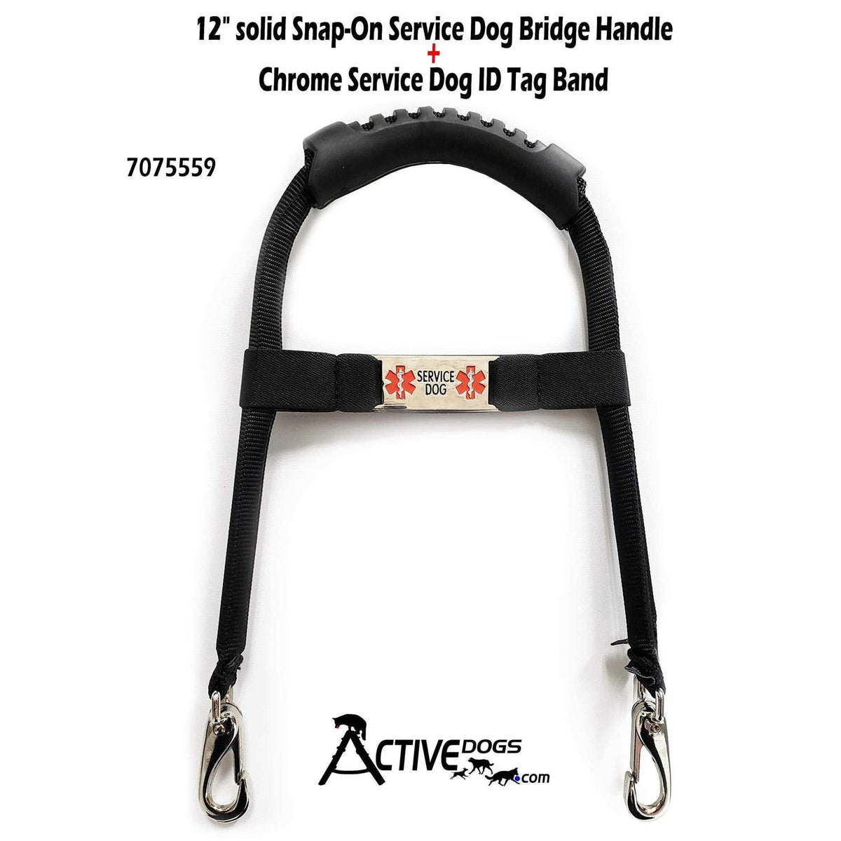 Aluminum Snap-On Service Dog Bridge Handle with ID Tag Band A8989