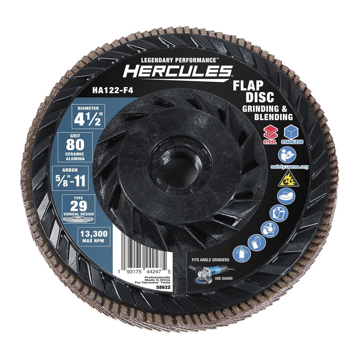 4-1/2 in. 80-Grit Type 29 Ceramic Flap Disc I2311