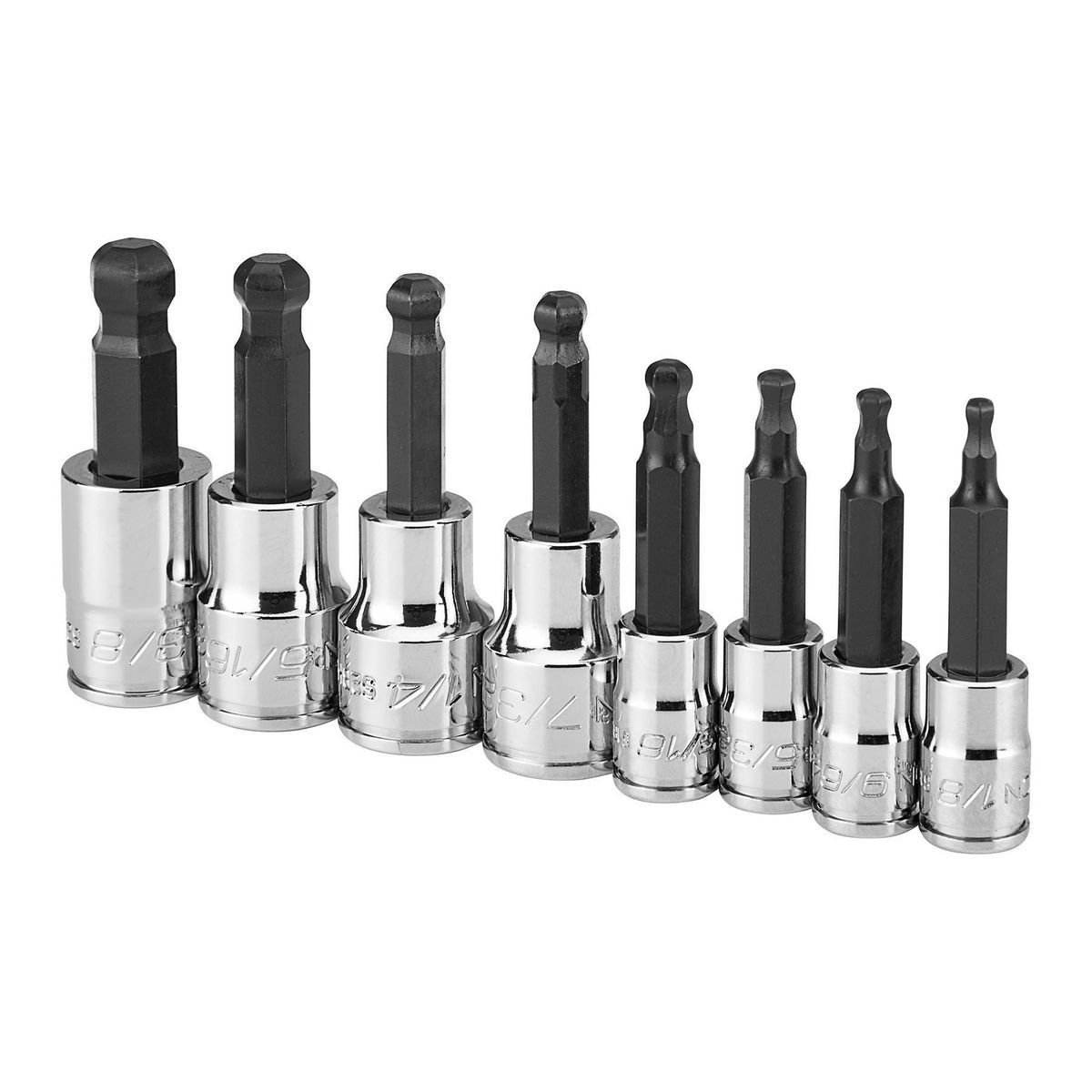 1/4 in. and 3/8 in. Drive SAE Ball Hex Socket Set, 8 Piece D8701