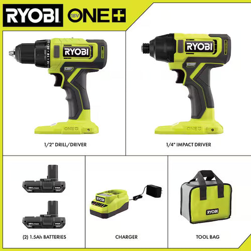 18V Cordless 2-Tool Combo Kit with Drill/Driver and Impact Driver I699837