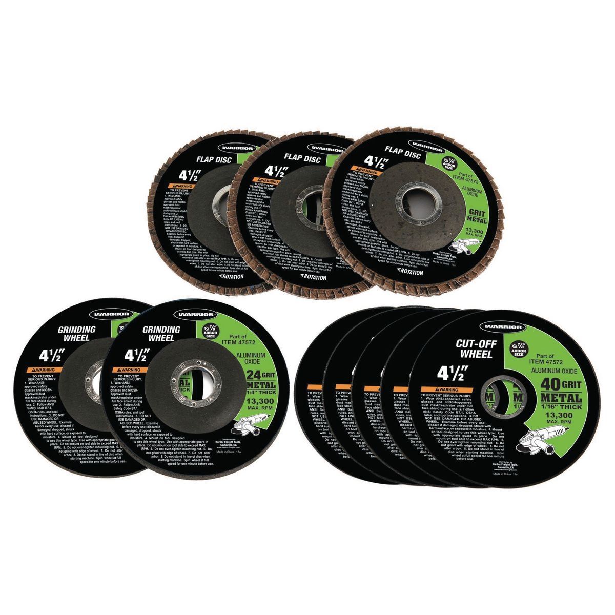 4-1/2 in. Metal Grinding Cut Off Flap Wheel Assorted Set, 10 Piece E514742