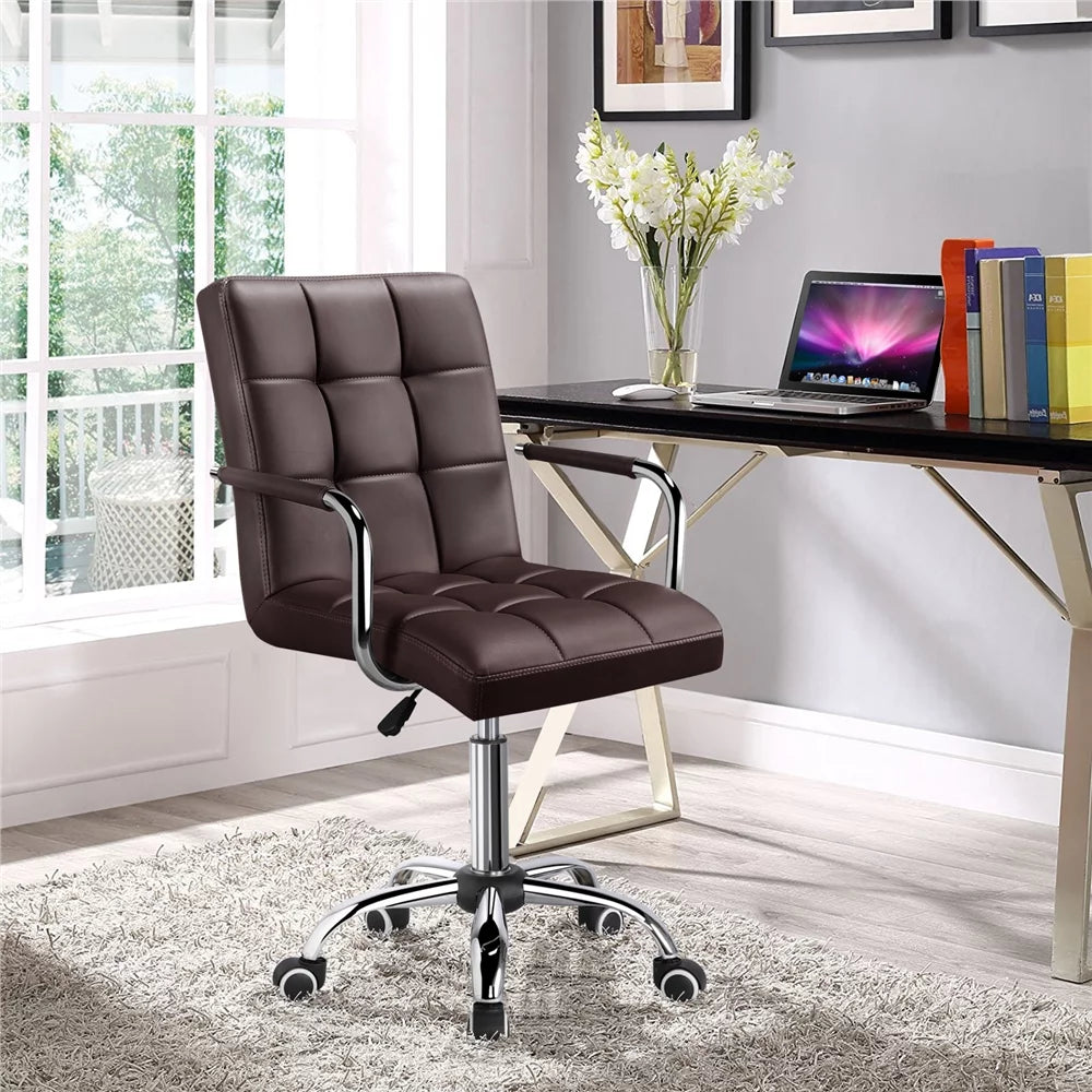 Height Adjustable PU Leather Office Chair with Armrests C376545
