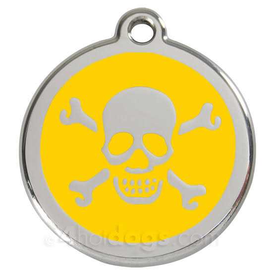 Enamel Pet ID Tag Skull & Cross Bone Z6863
