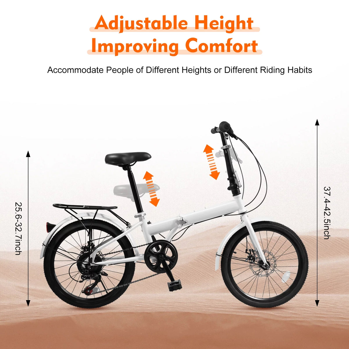 20-inch Wheels 7 Speed Folding Bike White F584