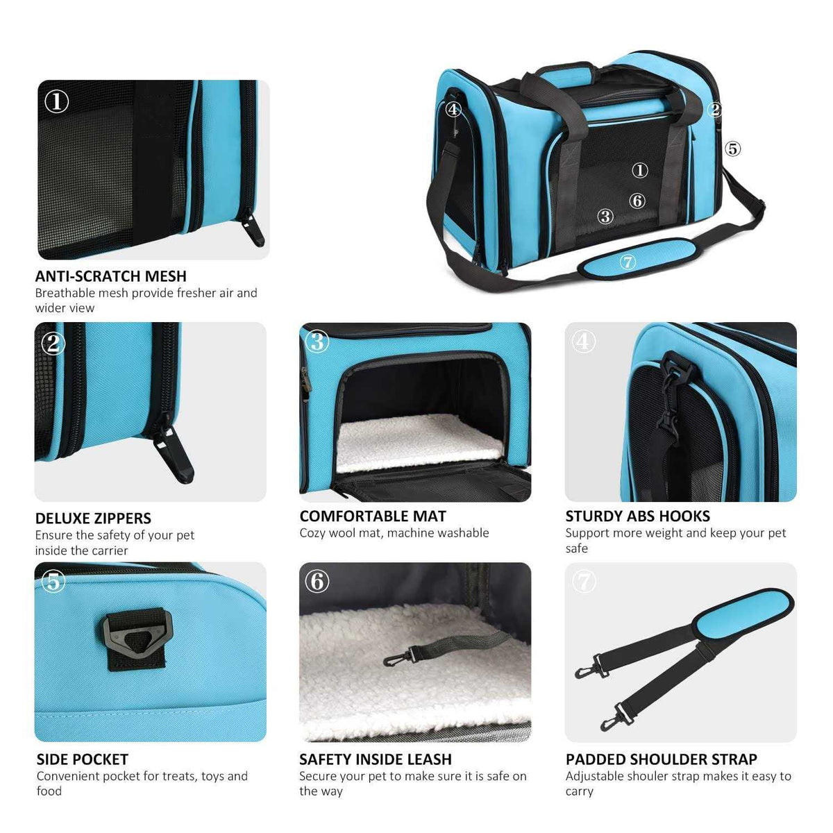 Cat Dog Pet Carrier for Small Medium Cats Puppies up to 15 Lbs P644458