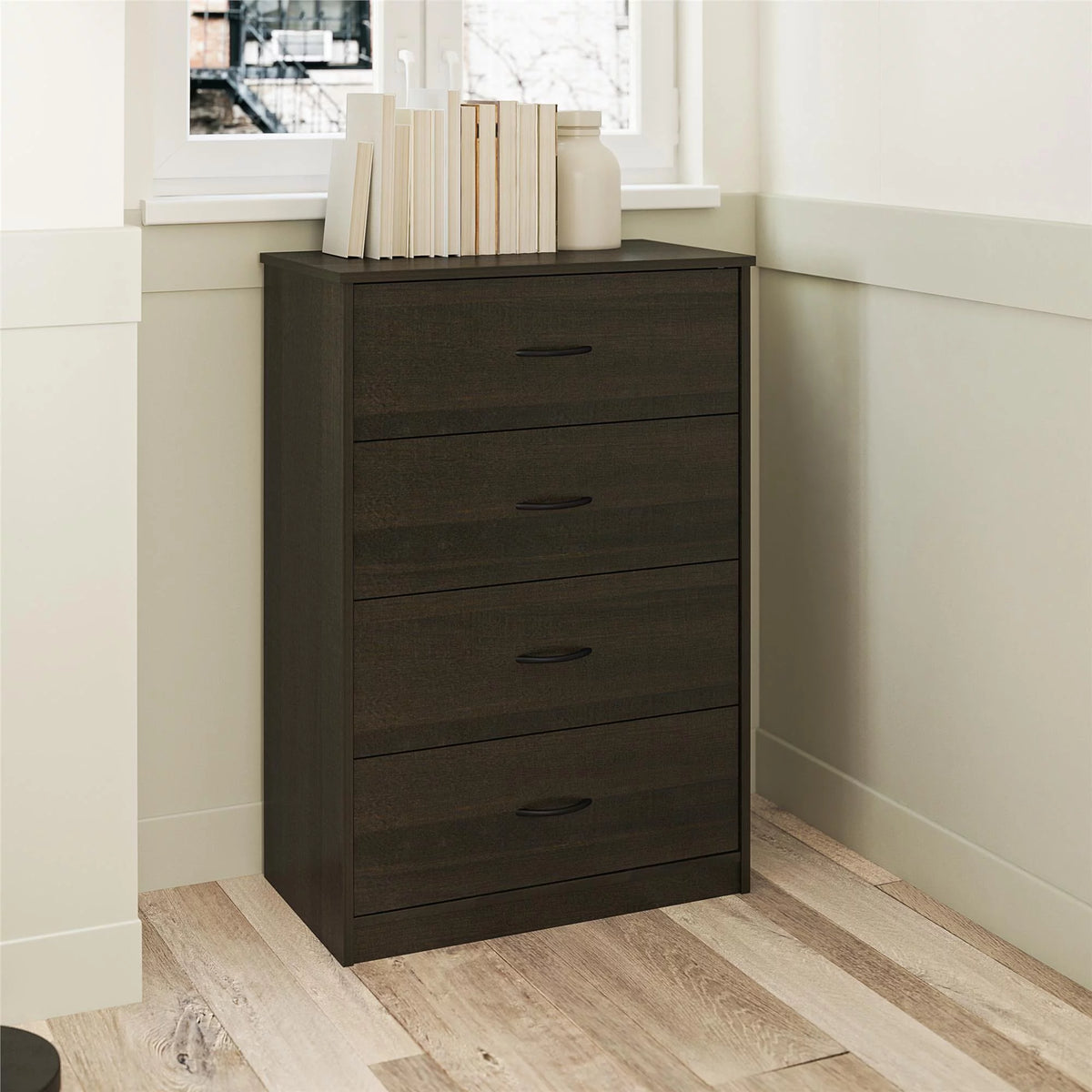 Black Oak 4 Drawer Dresser H387
