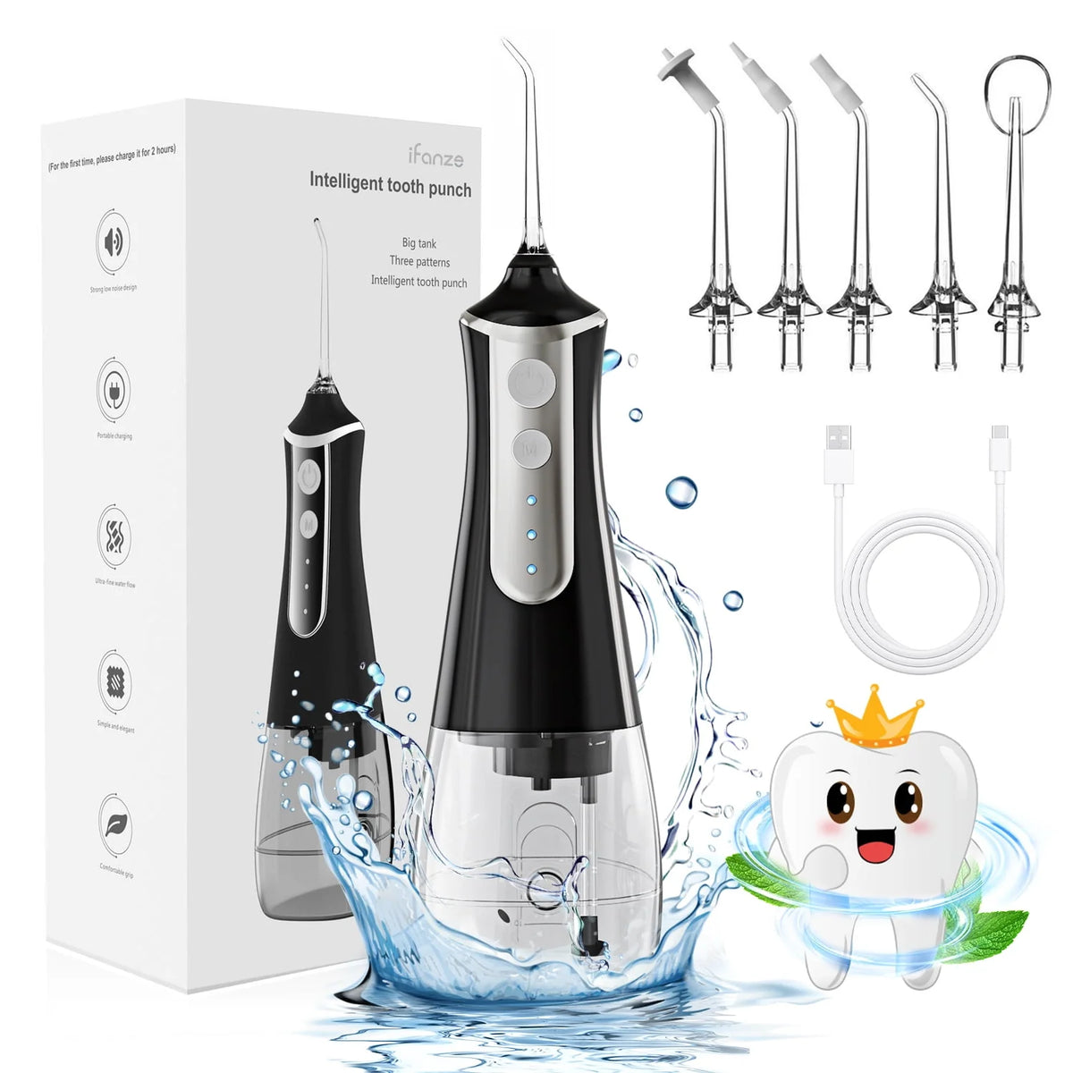 Cordless Water Flosser 3 Modes 5 Tips IPX6 Waterproof P8574