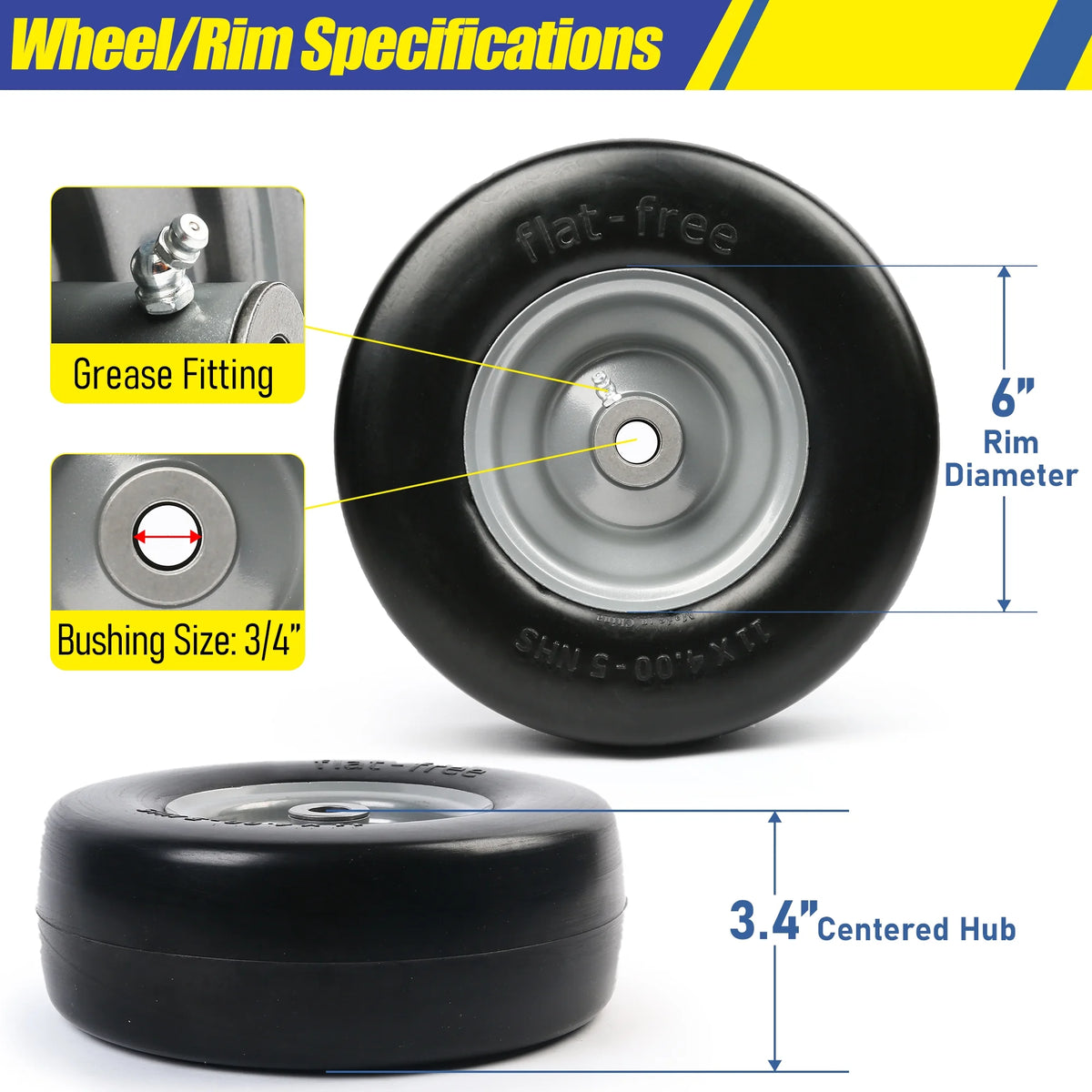Flat Free Lawn Mower Tire and Wheel T975