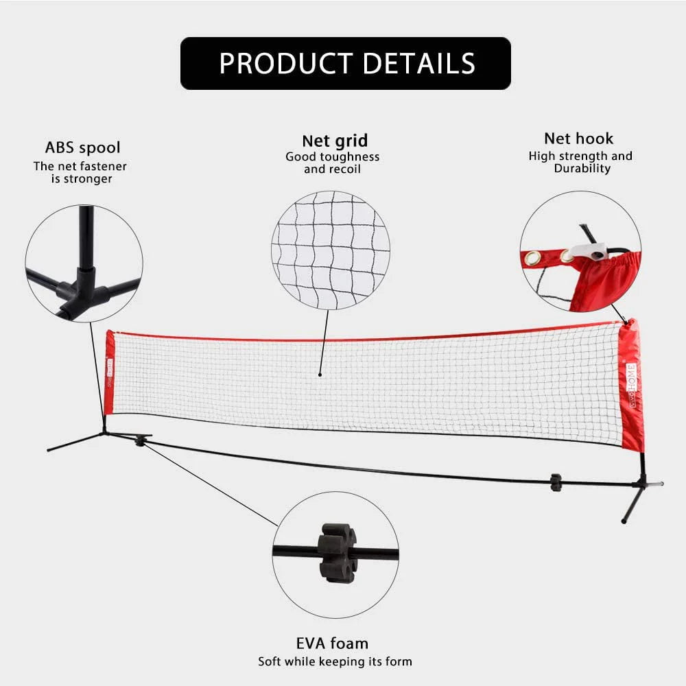 Adjustable Outdoor Badminton Net Set with Carry Bag D68797