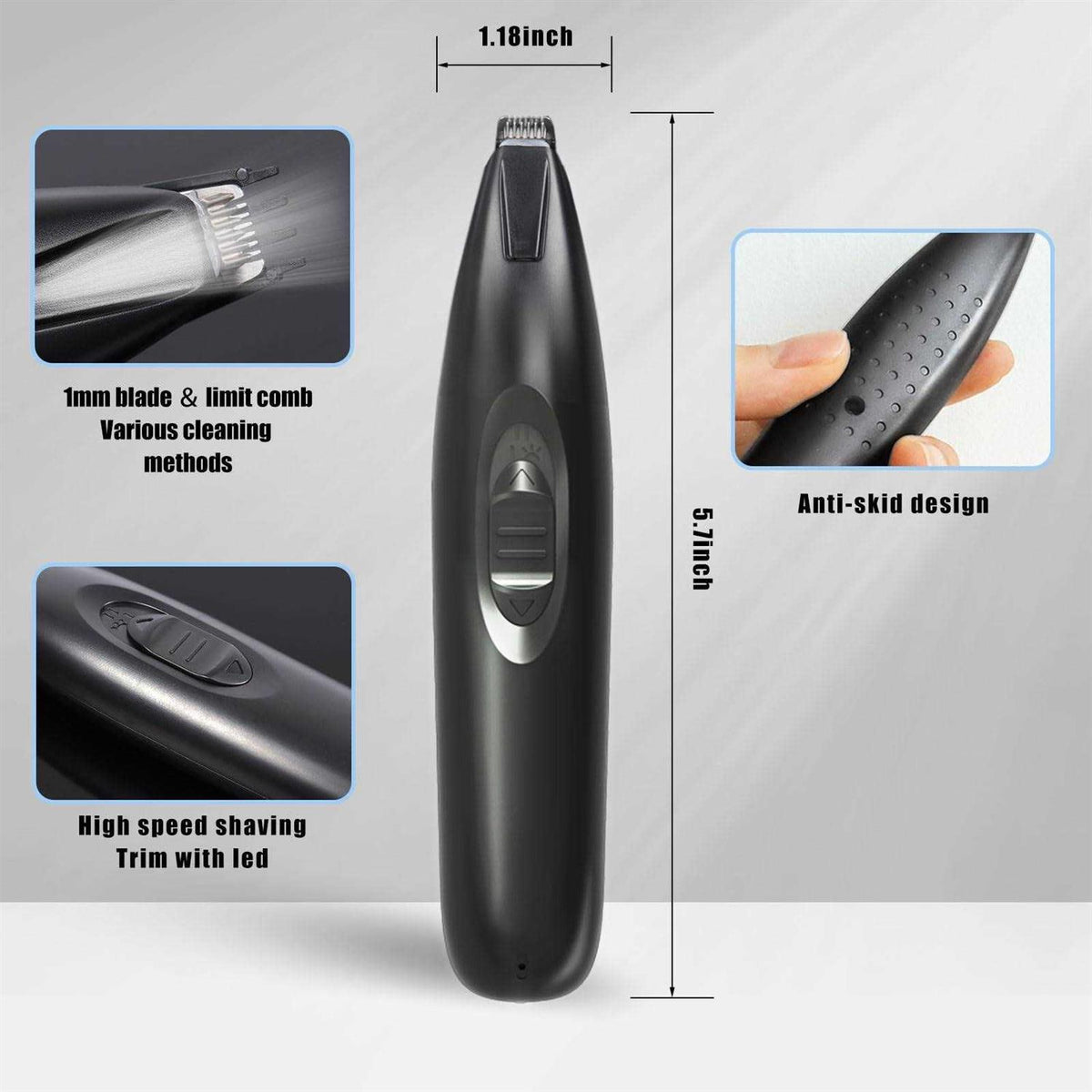 Dog Paw Trimmer with LED Cordless Rechargeable Dog Clippers U160289