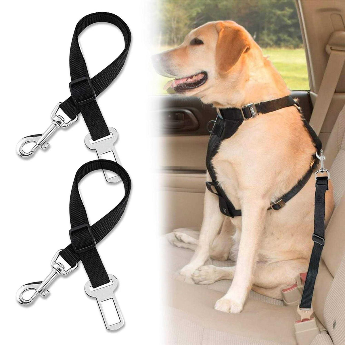 2pcs Dog Leash Seat Belt with Swivel Clip C360153