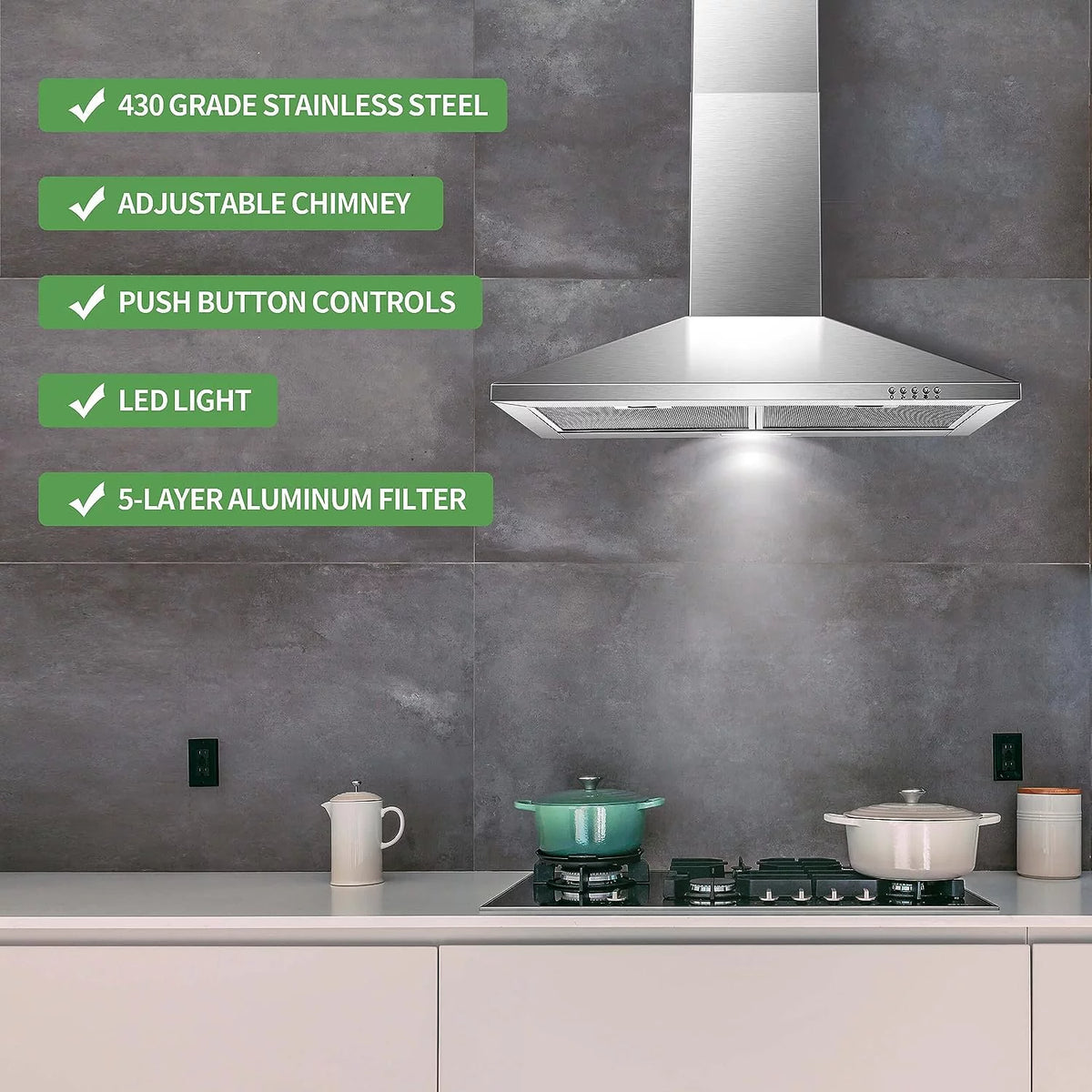 30 inch Stainless Steel Wall Mounted Range Hood K690